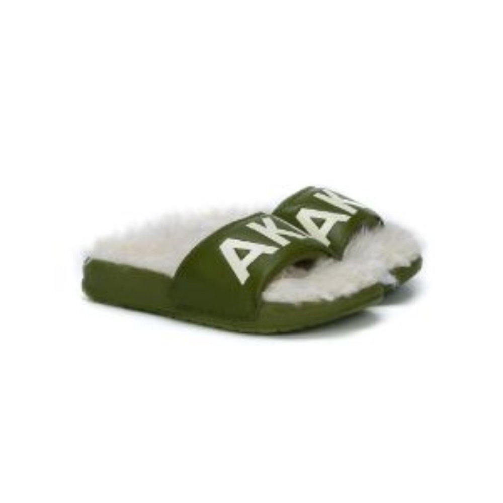 New AKID furry slip on slides